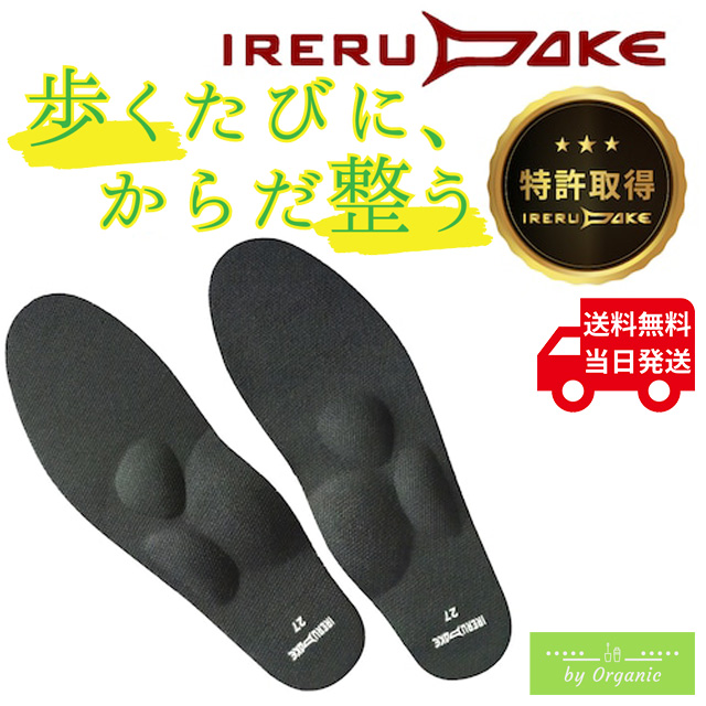 IRERUDAKEインソール (いつもの靴に入れるだけ) 21 22 23 24 25 26 27 28 29センチ 特許技術 中敷き 腰痛 外反母趾 扁平足 偏平足 膝 ひざ痛 頭痛 肩こり 脊柱側弯症 疲労ケア 姿勢矯正 立ち仕事 衝撃吸収 土踏まず アーチ スニーカー ブーツ ランニング 登山 父の日 母の日